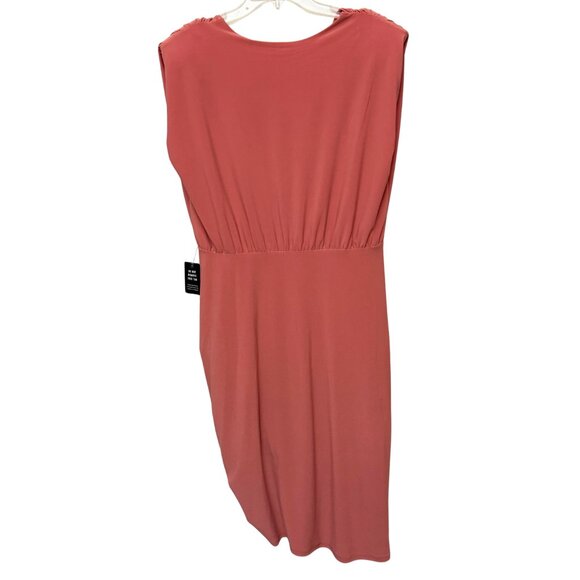 Express Women's Asymmetrical V-Neck Ruched Split Front Midi Dress - NWT - Picture 6 of 8